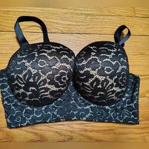 NWT - Chic Black Lace Padded Bra Size 34 DD